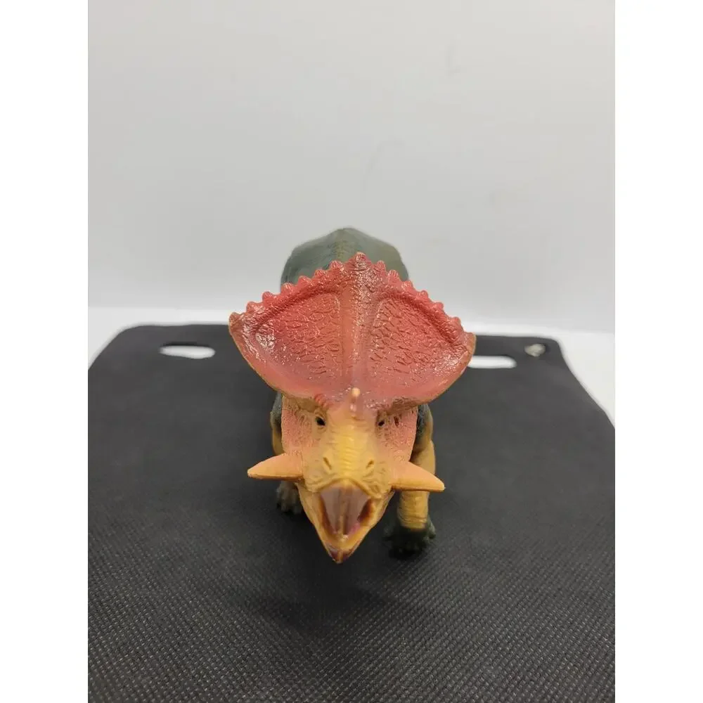 HAPPY Triceratops Dinosaur Toy Figure Green & Tan with Red Frill KG172485